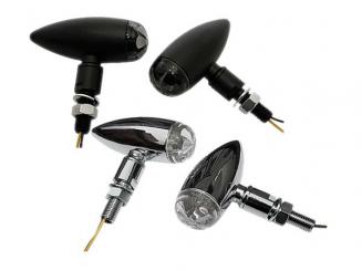 LED Blinker MICRO BULLET, E-geprüft schwarz, getöntes Glas