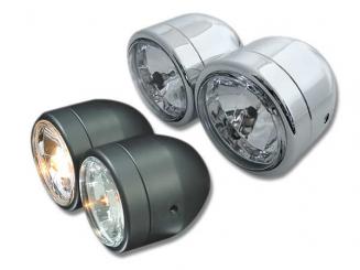 3 1/2 Zoll Doppelscheinwerfer, E-geprüft verchromt, Fern und Ablendlicht