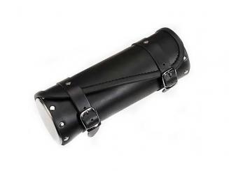 Werkzeugrolle Chopper mit Chromdeckel, Leder schwarz 