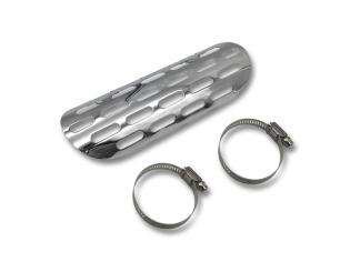 Auspuff Hitzeschutz OLD SKOOL CHROM für Krümmer von 60mm, Länge 230mm 