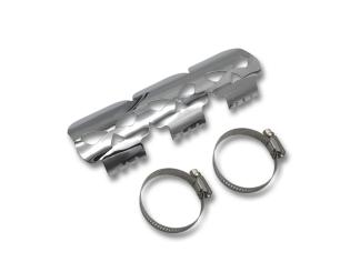 Auspuff Hitzeschutz SKULL CHROM für Krümmer von 60mm, Länge 230mm 
