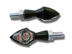 LED-Blinker PEN HEAD, E-geprüft schwarz, kurzer Stiel, getöntes Glas
