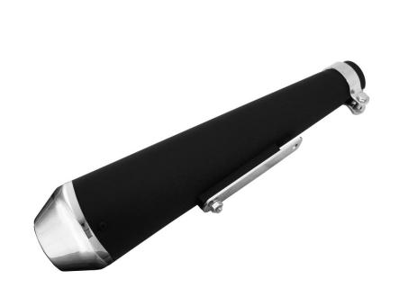 Slip-On Auspuff MEGATON schwarz mit verchromter Endkappe, 44 cm lang 